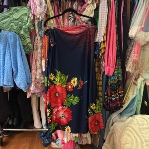 Wraparound maxi floral skirt